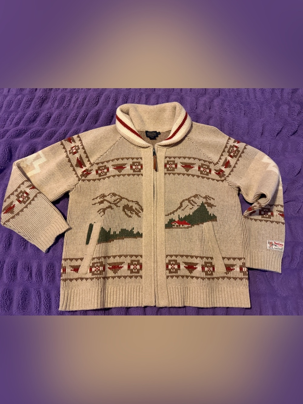 PENDLETON WOMEN'S ALPINE LAMBSWOOL ZIP CARDIGAN XL $269